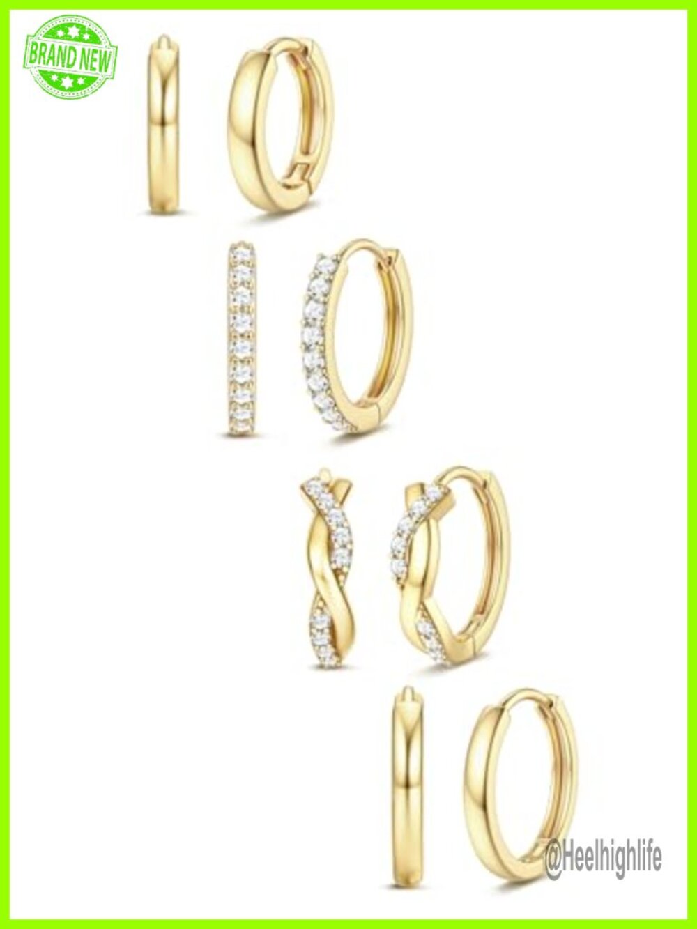 14K Gold Plated Hypoallergenic Small Hoop Earrings Set for Women